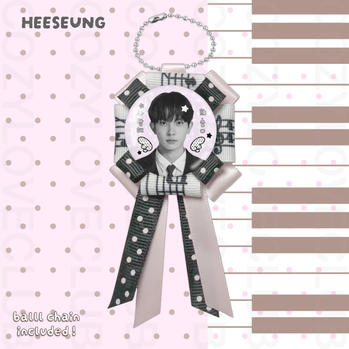 Enhypen Rosette Ribbon Keychain [ WHITE POLKA VER. ]