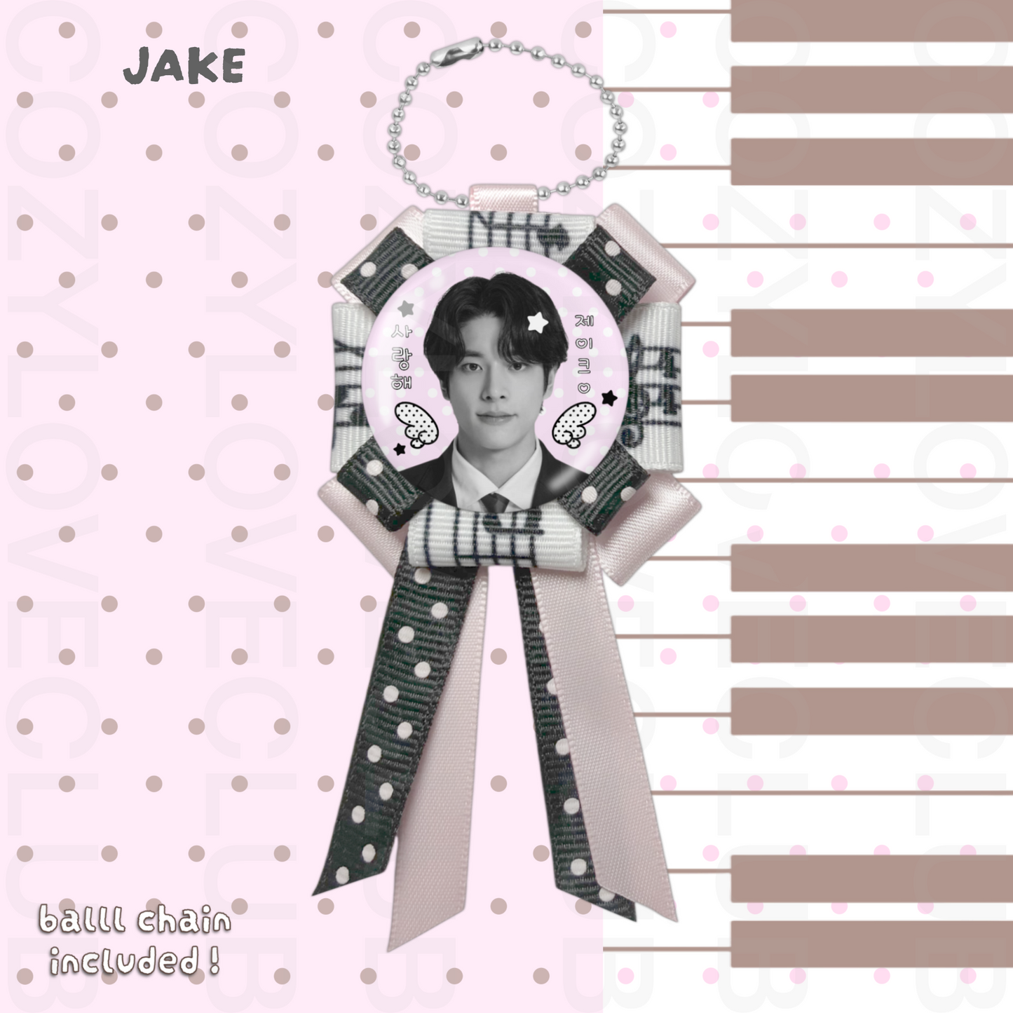 Enhypen Rosette Ribbon Keychain [ WHITE POLKA VER. ]