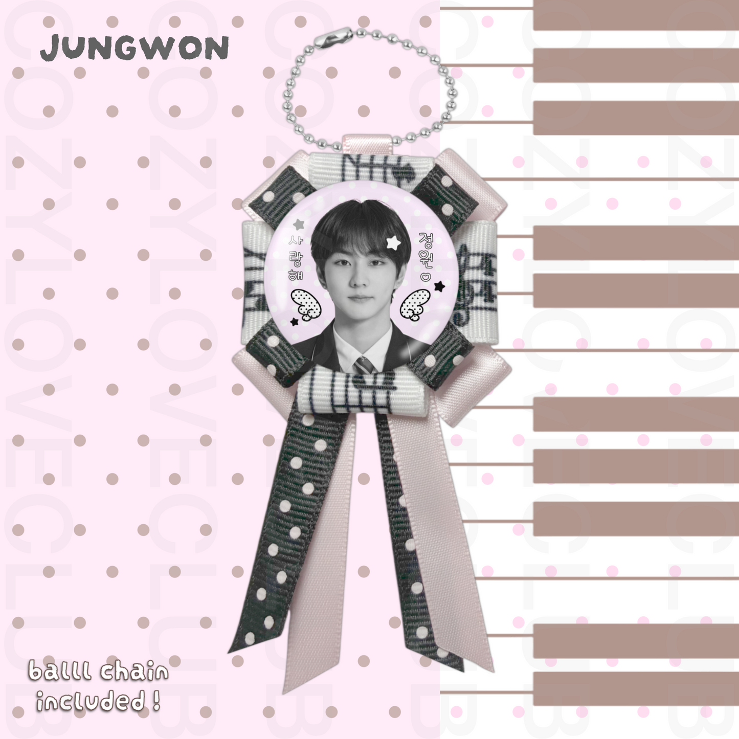 Enhypen Rosette Ribbon Keychain [ WHITE POLKA VER. ]