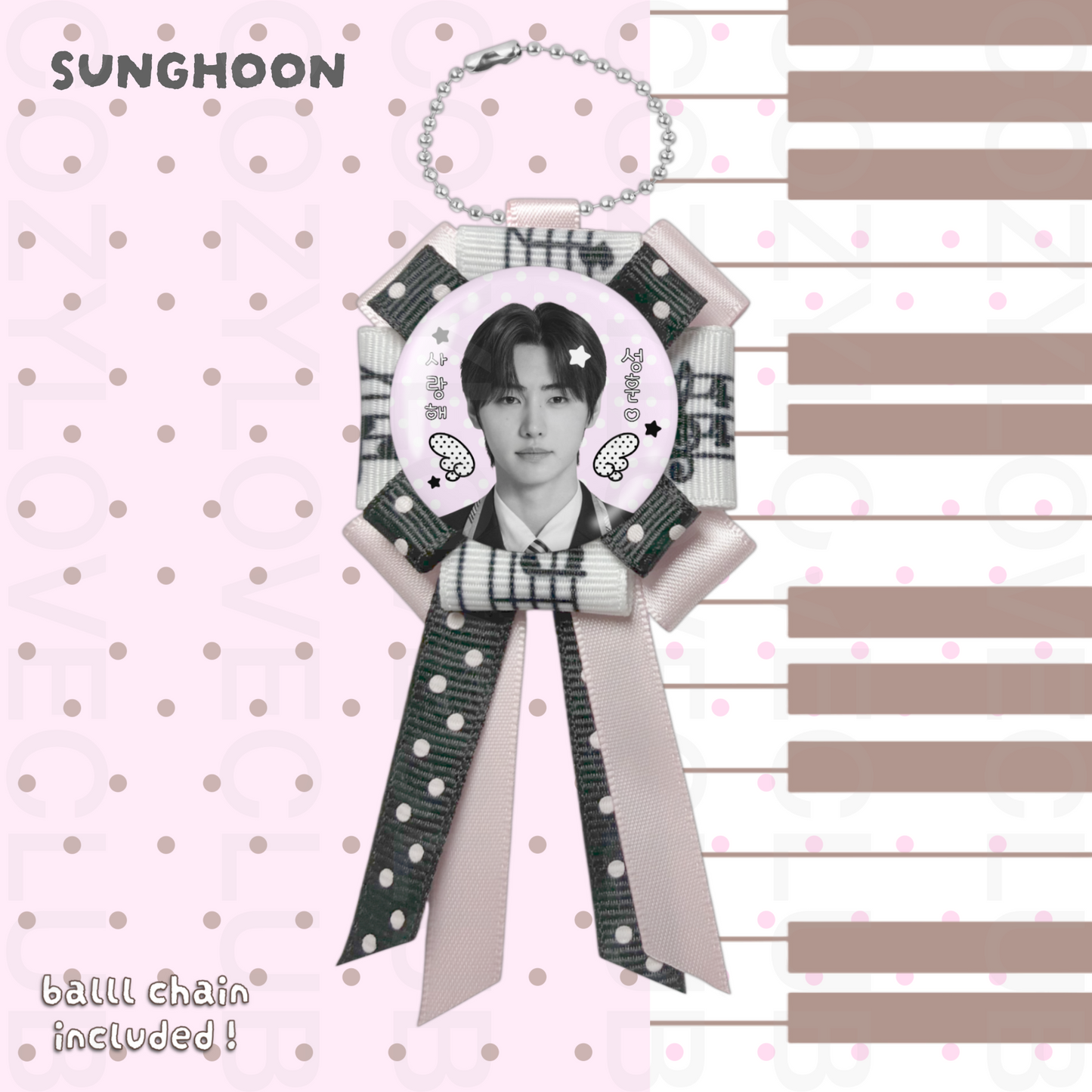 Enhypen Rosette Ribbon Keychain [ WHITE POLKA VER. ]