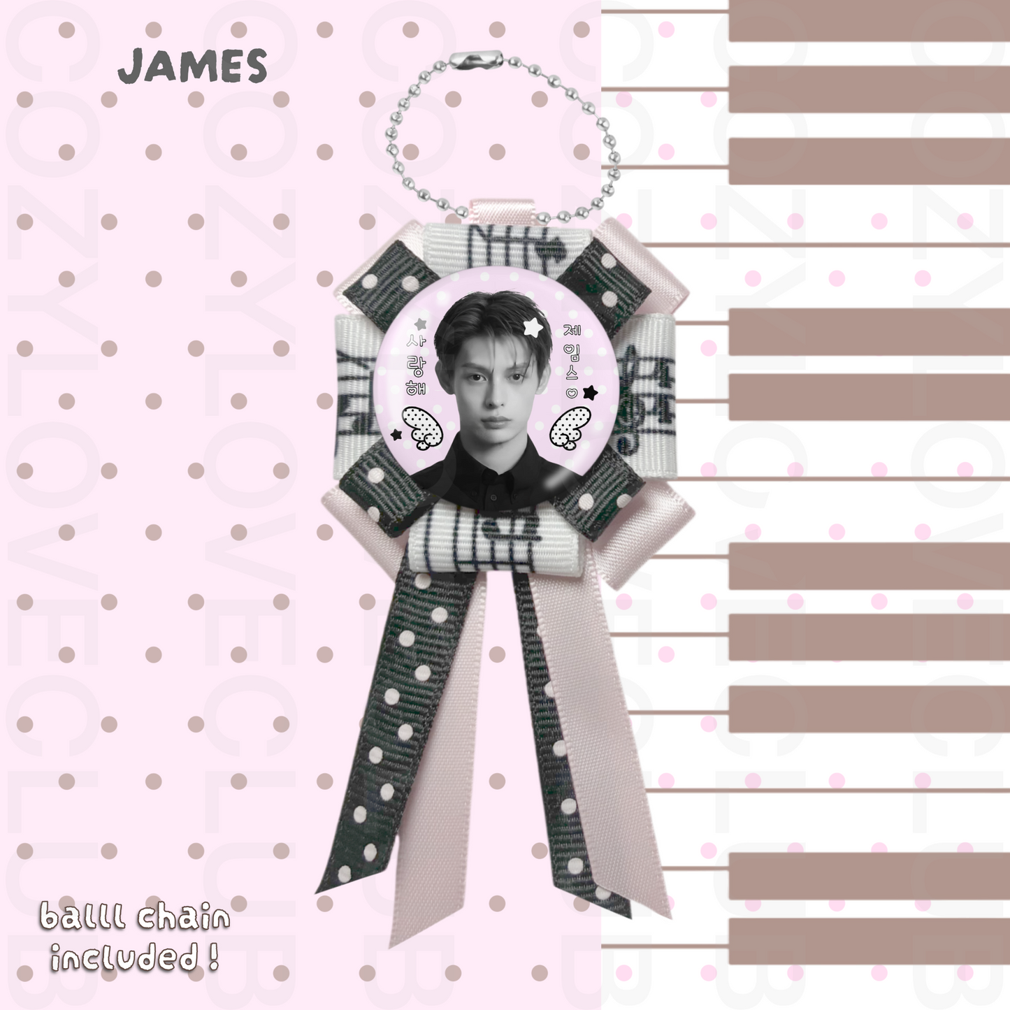 CORTIS Rosette Ribbon Keychain [ WHITE POLKA VER. ]