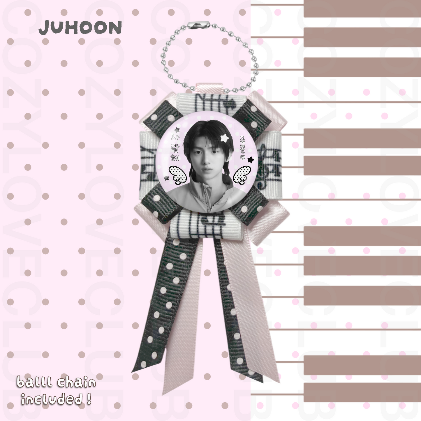 CORTIS Rosette Ribbon Keychain [ WHITE POLKA VER. ]