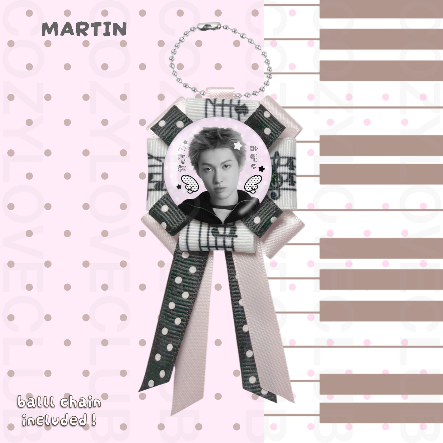 CORTIS Rosette Ribbon Keychain [ WHITE POLKA VER. ]