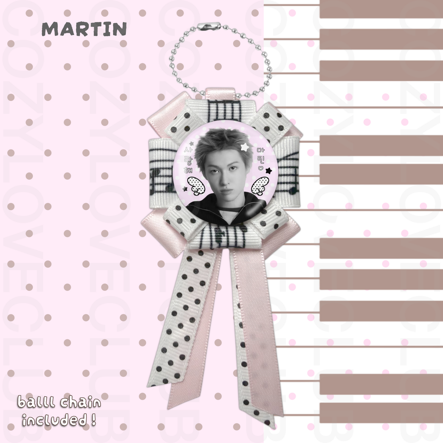 CORTIS Rosette Ribbon Keychain [ BLACK POLKA VER. ]