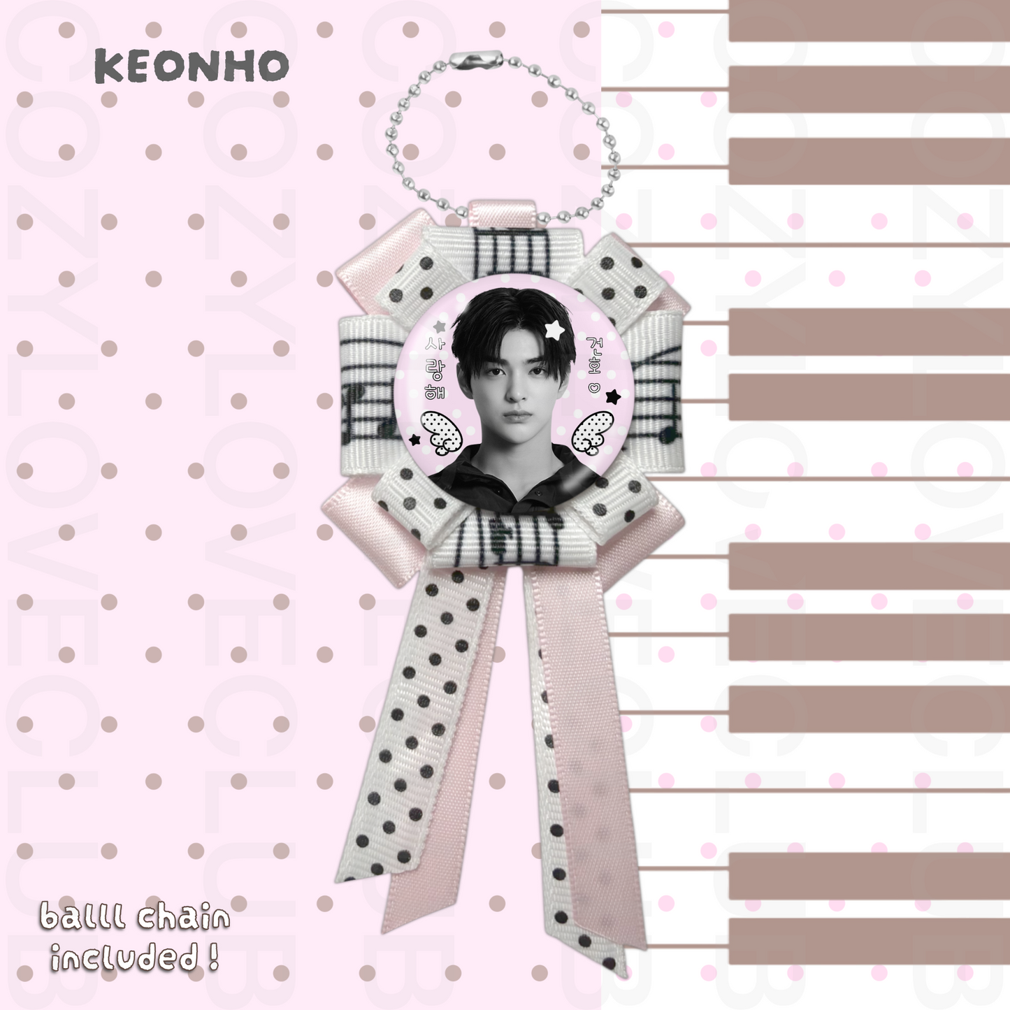 CORTIS Rosette Ribbon Keychain [ BLACK POLKA VER. ]