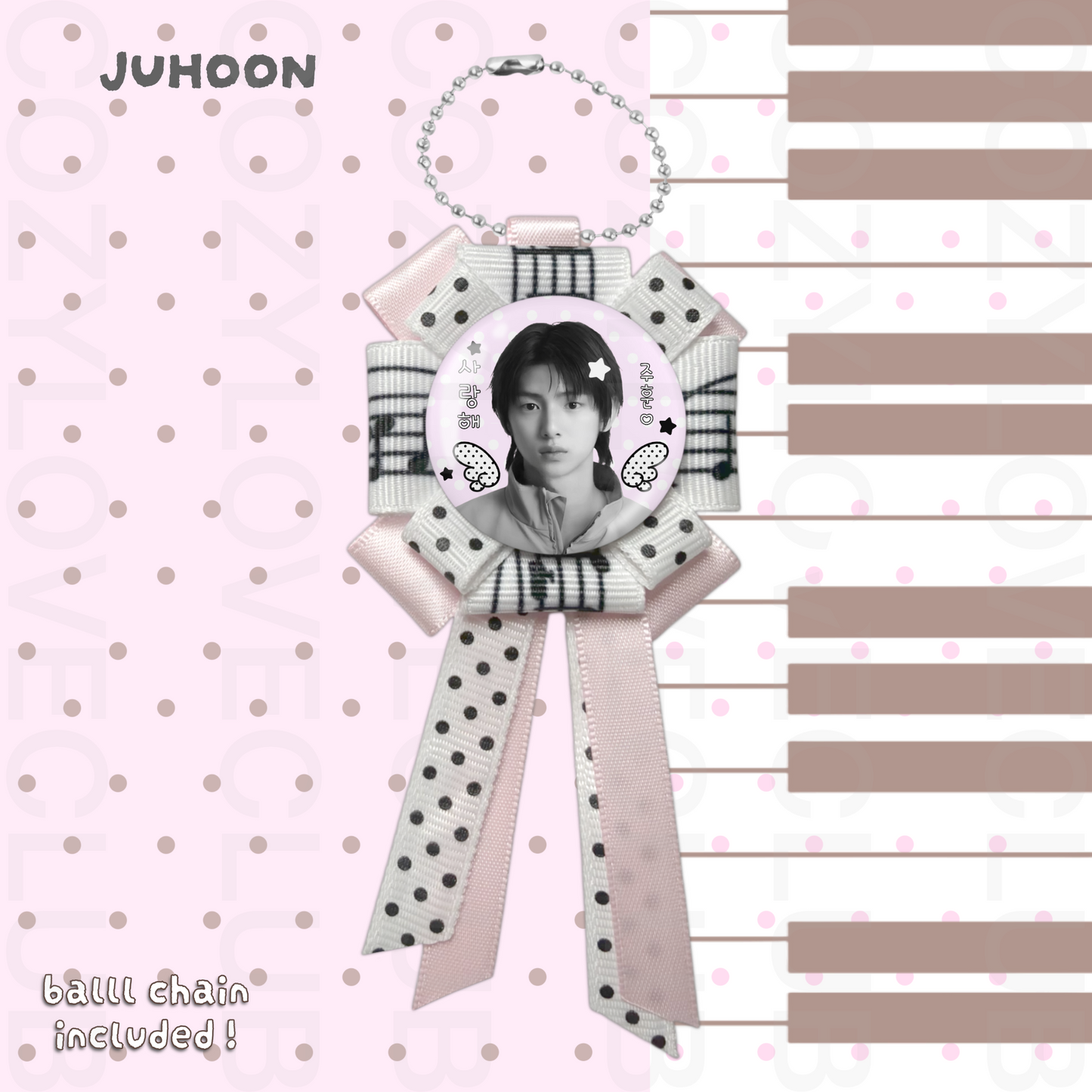 CORTIS Rosette Ribbon Keychain [ BLACK POLKA VER. ]