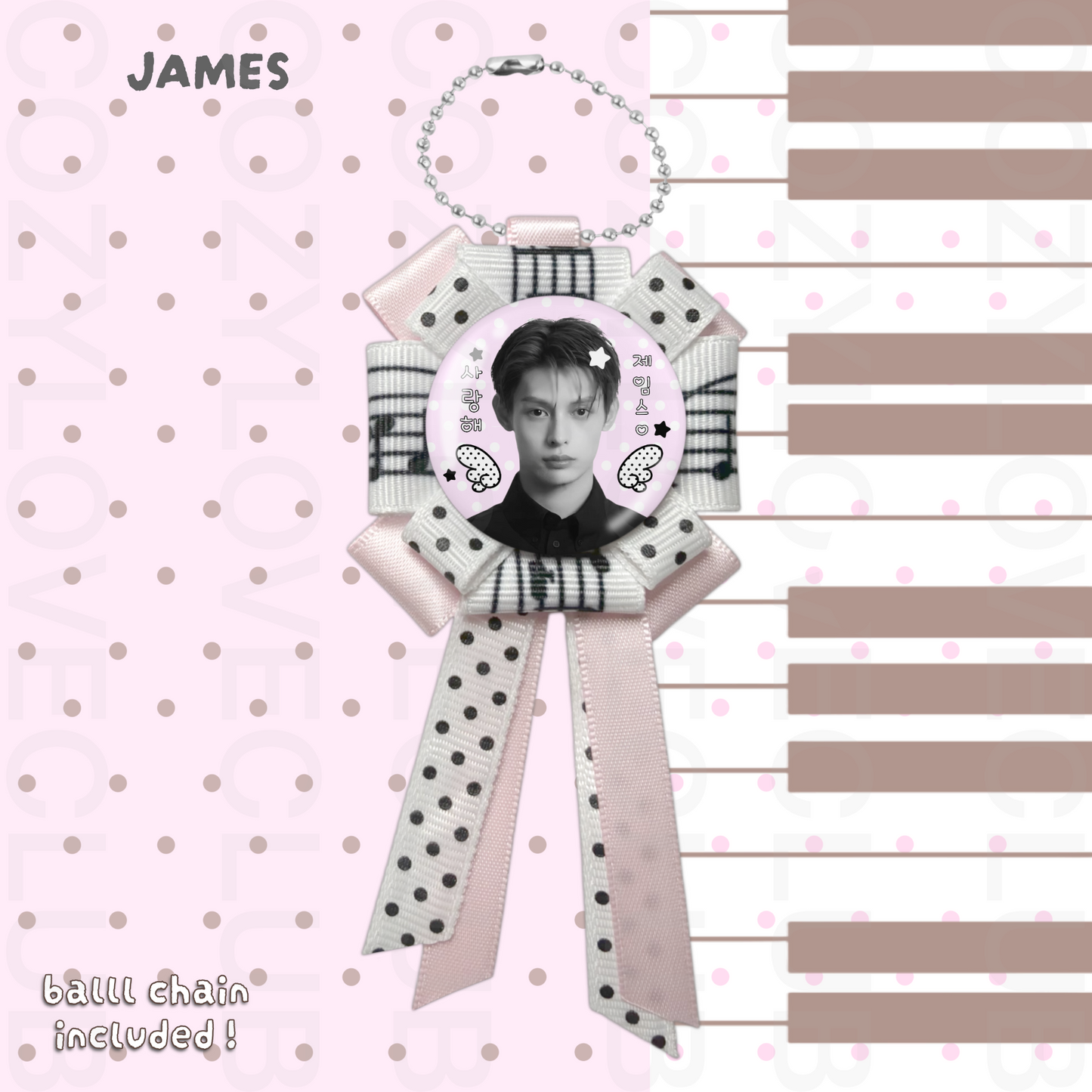 CORTIS Rosette Ribbon Keychain [ BLACK POLKA VER. ]