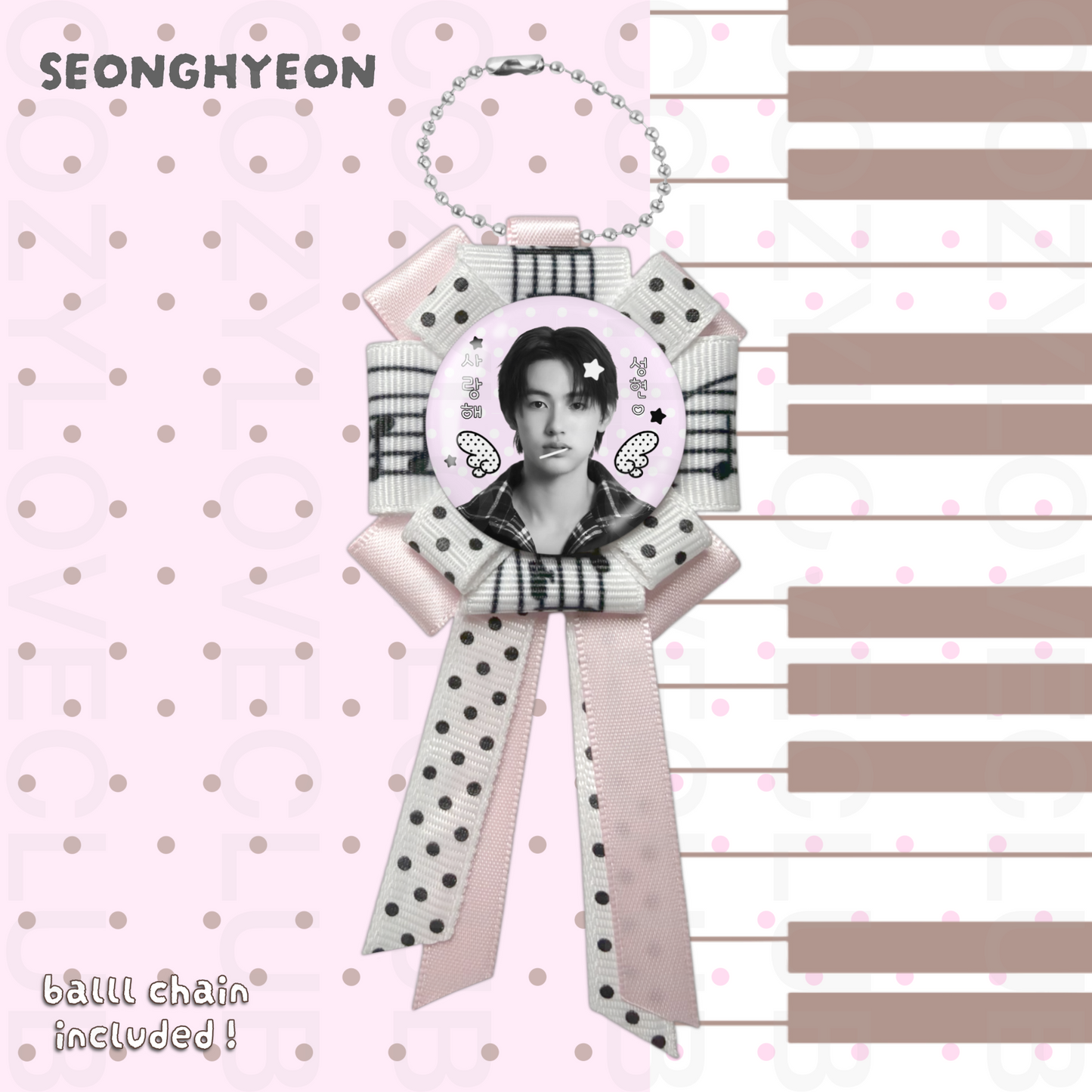 CORTIS Rosette Ribbon Keychain [ BLACK POLKA VER. ]