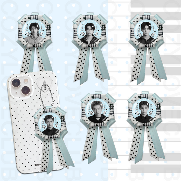 CORTIS Rosette Ribbon Keychain [ BLACK POLKA VER. ]