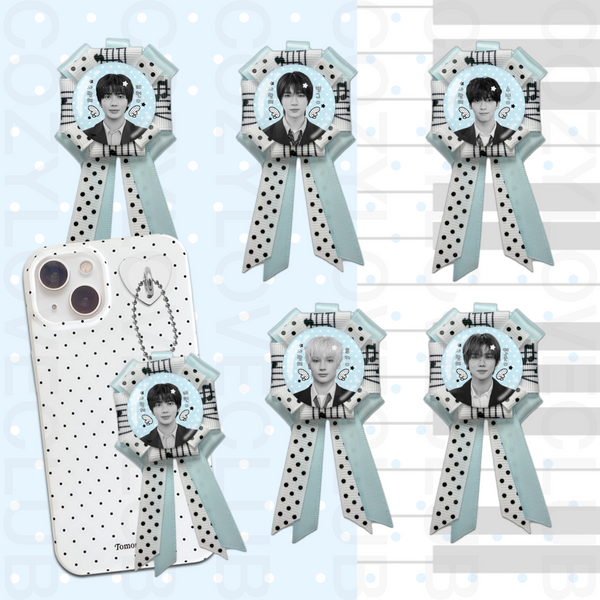 TXT Rosette Ribbon Keychain [ BLACK POLKA VER. ]