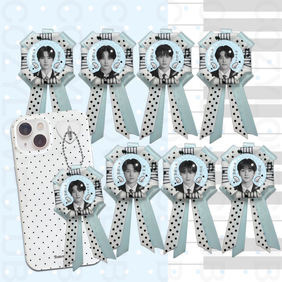 Enhypen Rosette Ribbon Keychain [ BLACK POLKA VER. ]