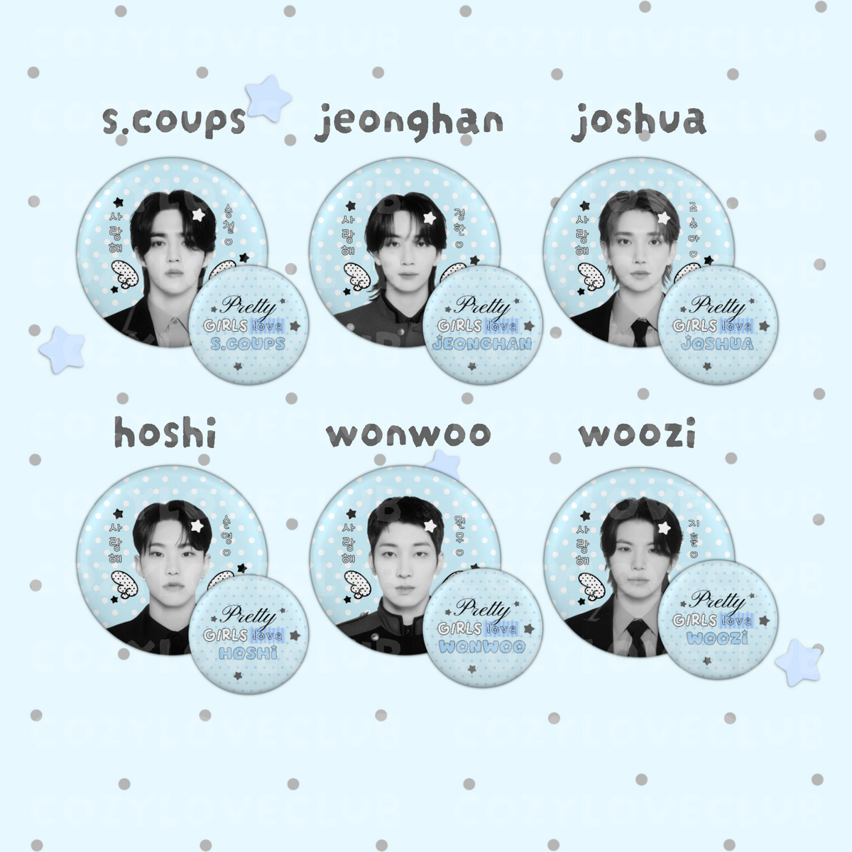Seventeen Button Pin Set