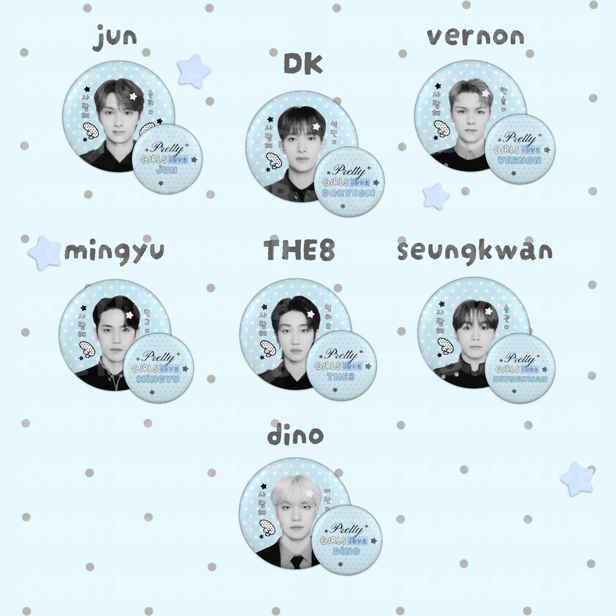 Seventeen Button Pin Set