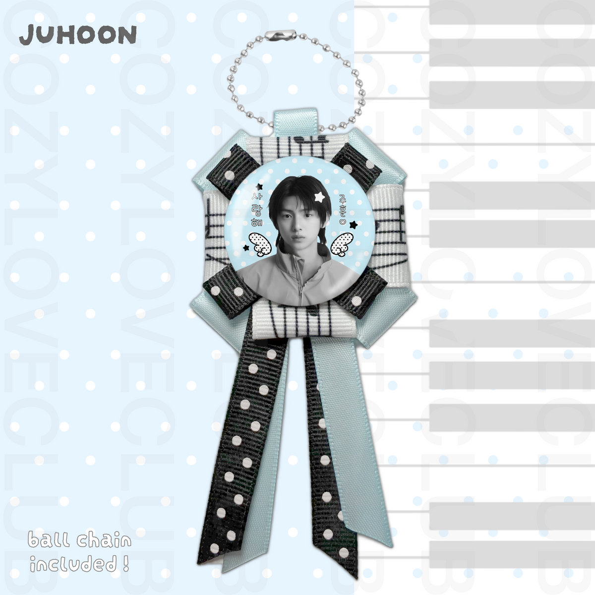 CORTIS Rosette Ribbon Keychain [ WHITE POLKA VER. ]