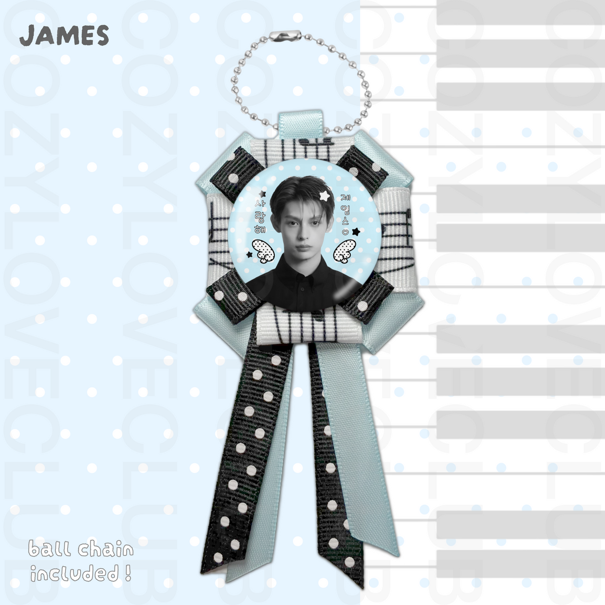 CORTIS Rosette Ribbon Keychain [ WHITE POLKA VER. ]