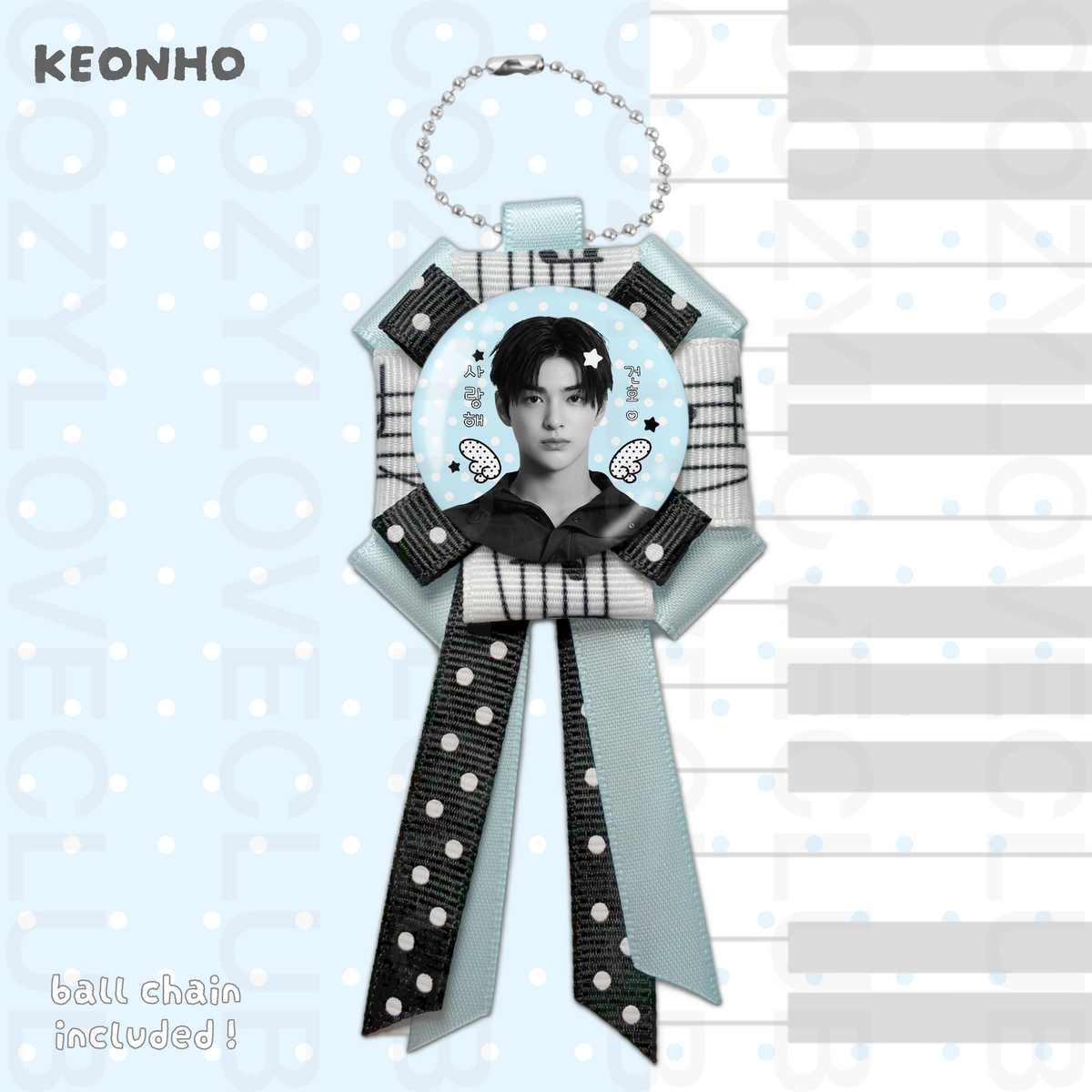 CORTIS Rosette Ribbon Keychain [ WHITE POLKA VER. ]