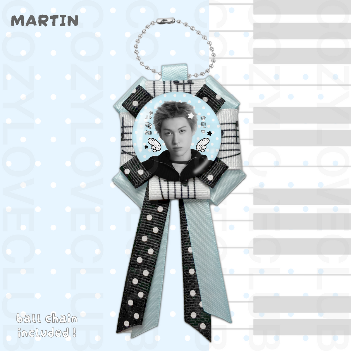 CORTIS Rosette Ribbon Keychain [ WHITE POLKA VER. ]